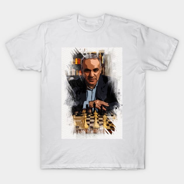 Garry Kasparov ✪ The Legend ✪  Abstract Watercolor Portrait of a chess master T-Shirt by Naumovski